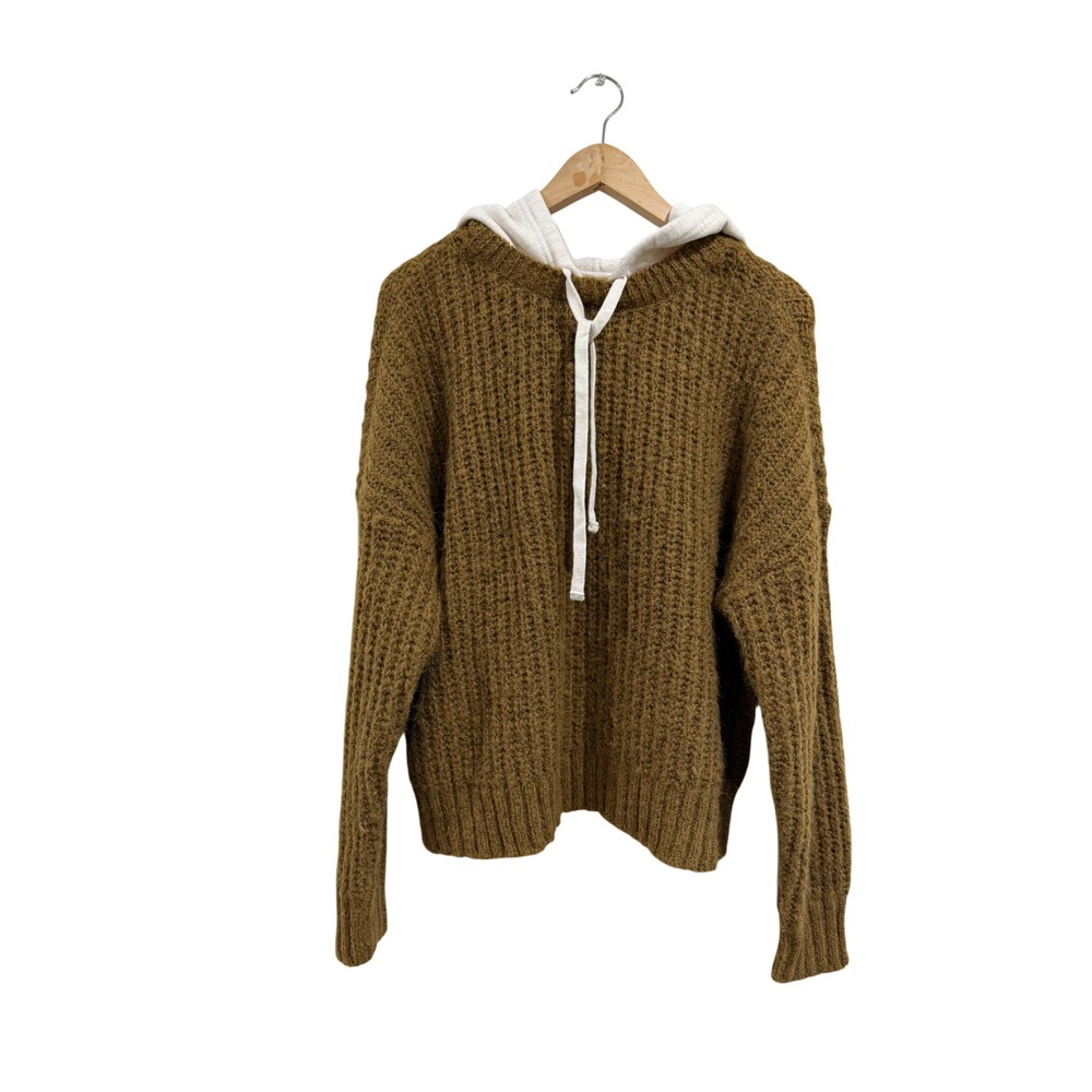 OFFLINE by Aerie Women Brown Chunky Knit Hooded Sweater Size M 9798599940